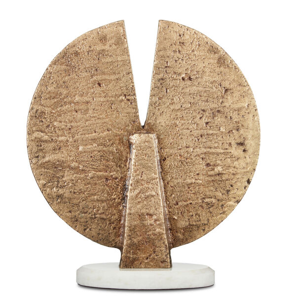 Dany Aged Brass and White 17-Inch Disc on Marble Base, image 1