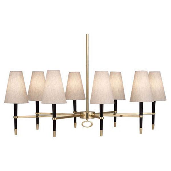 Albany Wood and Antique Brass Eight-Light Chandelier, image 1