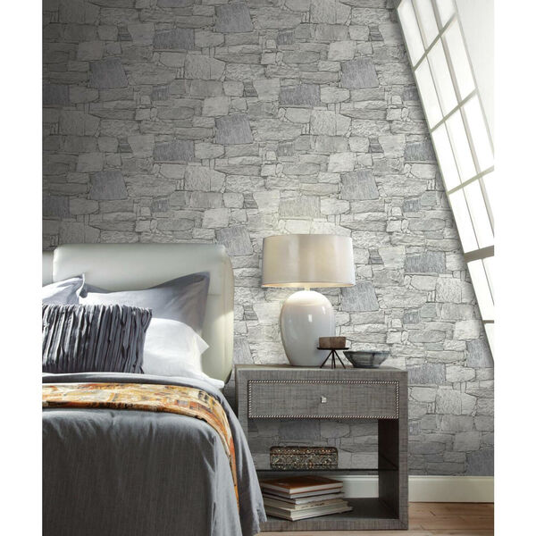 Stonecraft Chateau Gray Stone Peel and Stick Wallpaper, image 1