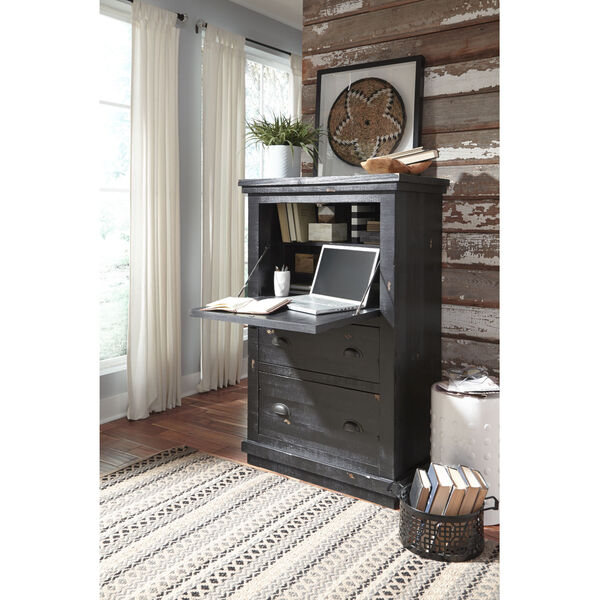 Willow Distressed Black Armoire desk, image 3
