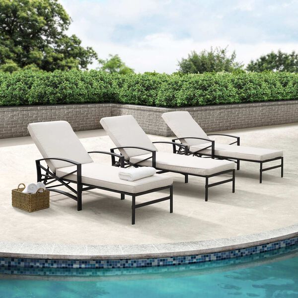 Kaplan Oatmeal Oil Rubbed Bronze Outdoor Metal Chaise Lounge, image 3