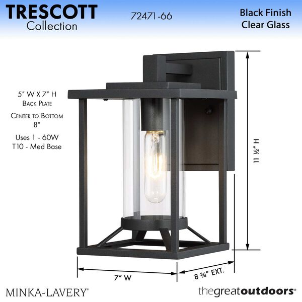 Trescott Black 11-Inch One-Light Outdoor Wall Sconce, image 15