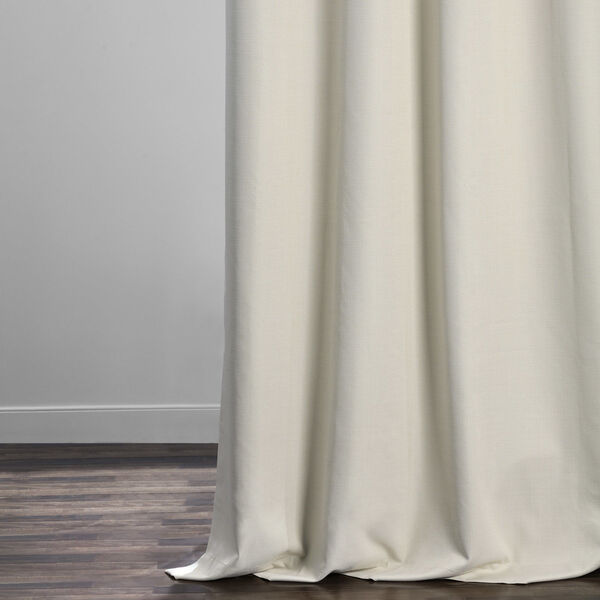 Ivory Italian Textured Faux Linen Hotel Blackout Grommet Curtain Single Panel, image 3