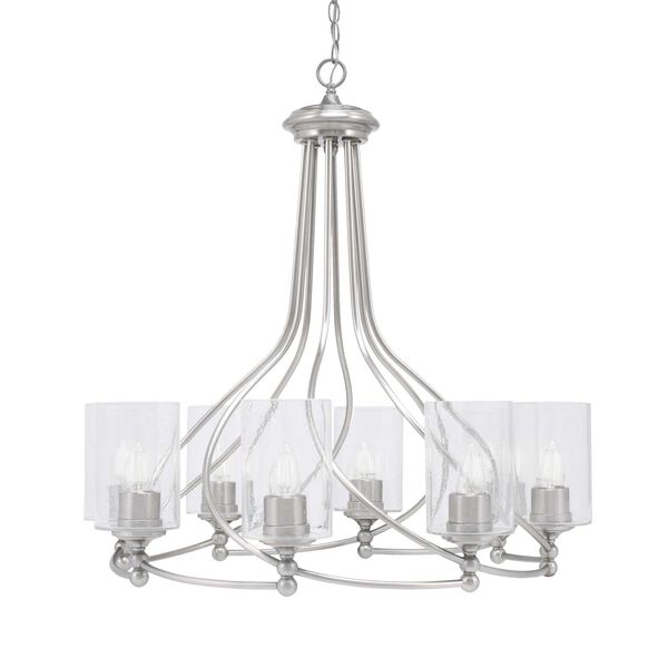 Capri Brushed Nickel Eight-Light Chandelier with Clear Cylinder Bubble Glass, image 1