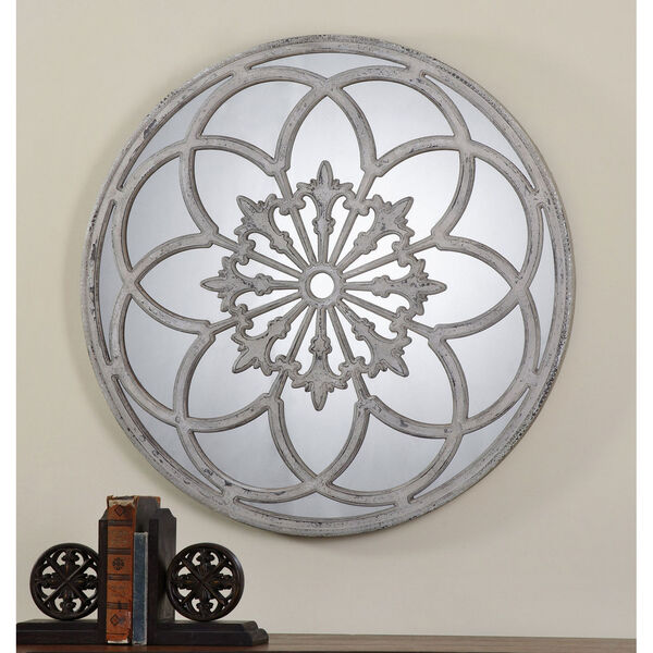 Conselyea Aged Ivory with Rust Bronze Round Mirror, image 2