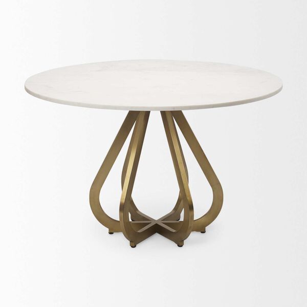 Laurent Marble Top Gold Metal Base Dining Table, image 2