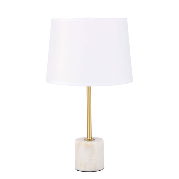 Kira Brushed Brass and White 14-Inch One-Light Table Lamp, image 3