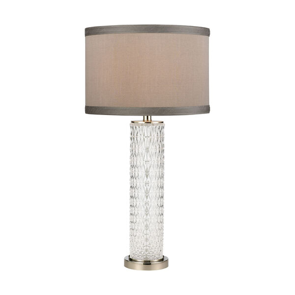 Chaufer Polished Nickel and Clear One-Light Table Lamp, image 1