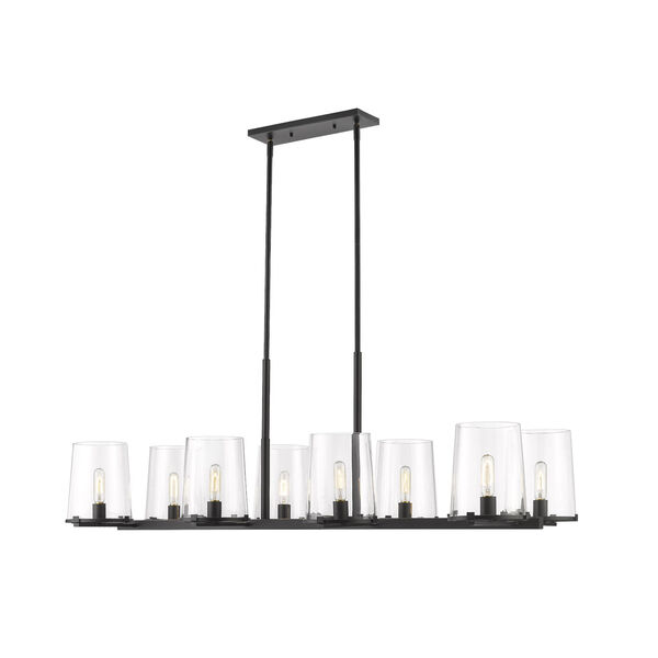 Callista Matte Black Eight-Light Chandelier with Clear Glass Shade, image 5