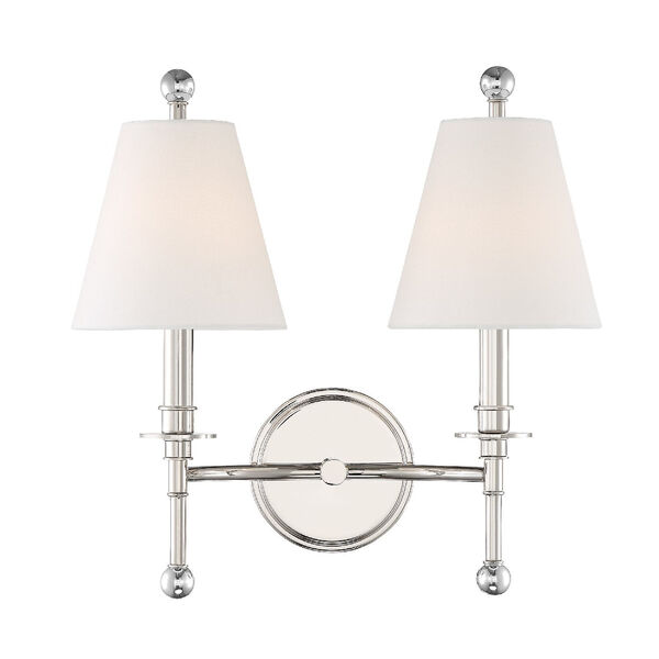 Riverdale Polished Nickel 15-Inch Two-Light Wall Sconce, image 2