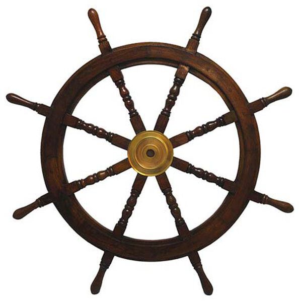 KINDWER Rich Cherry 36-Inch Wooden Ships Wheel, image 1