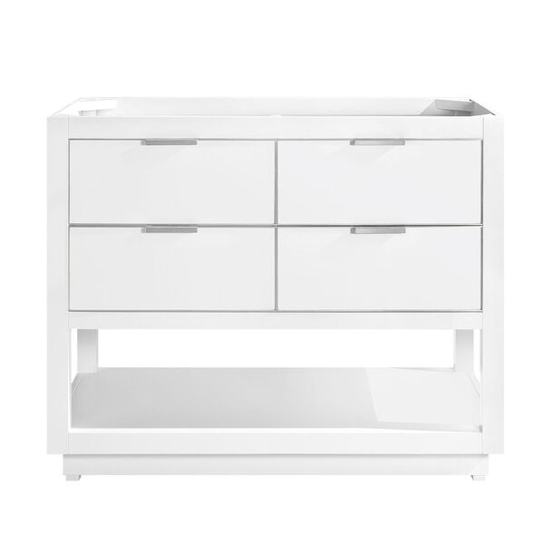 White 42-Inch Bath Vanity Cabinet with Silver Trim, image 1
