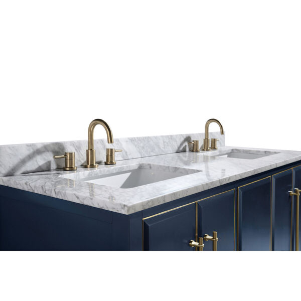 Carrara White 73-Inch Vanity Top with Dual Rectangular Sink, image 3