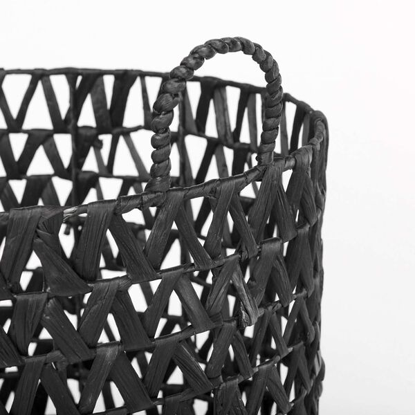Lola Black Hyacinth Zig Zag Weave Round Basket with Handles, Set of 3, image 5