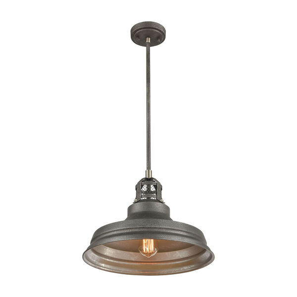 Carbondale Slate Mist and Satin Nickel 15-Inch One-Light Pendant, image 2