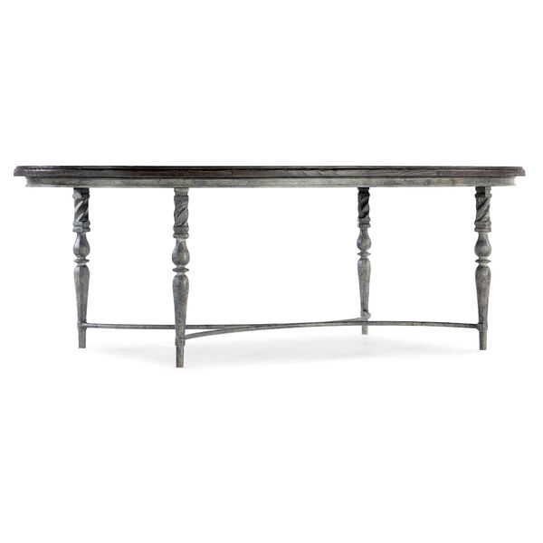 Traditions Rich Brown and Gray Oval Cocktail Table, image 2