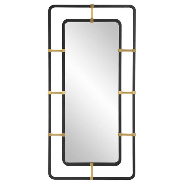 Escapade Brushed Brass Industrial Wall Mirror, image 2