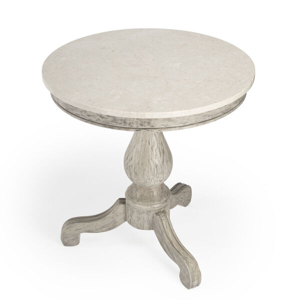 Danielle Rustic Gray Marble Pedestal Side Table, image 1