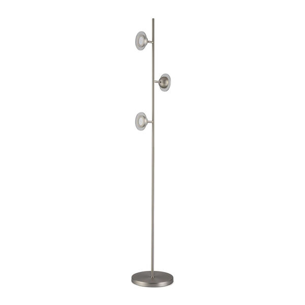 Laurel Satin Nickel Three-Light LED Floor Lamp, image 1