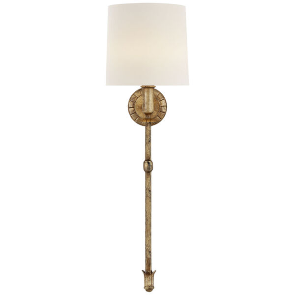 Michel Tail Sconce in Gild with Linen Shade by Thomas O'Brien, image 1