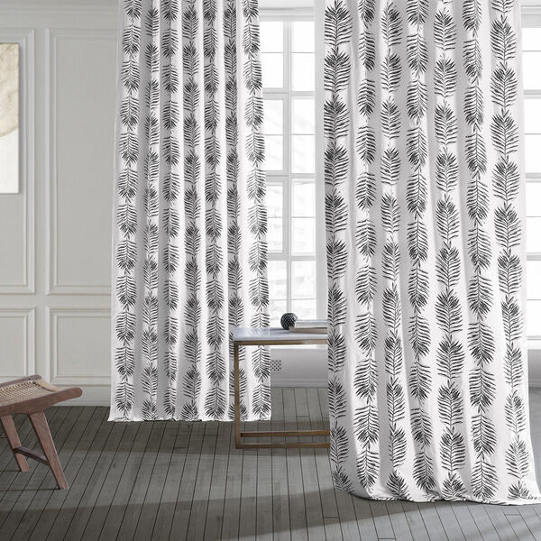 Sago Black Printed Cotton Single Panel Curtain, image 2