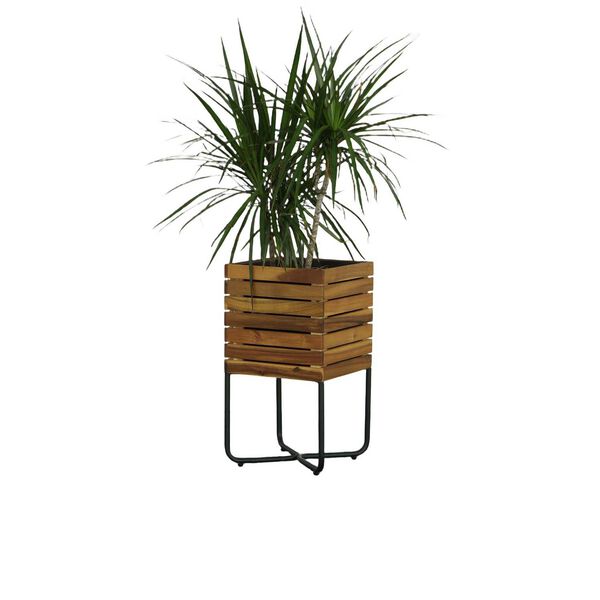 Groot Natural Square Planter with Metal Legs, image 1