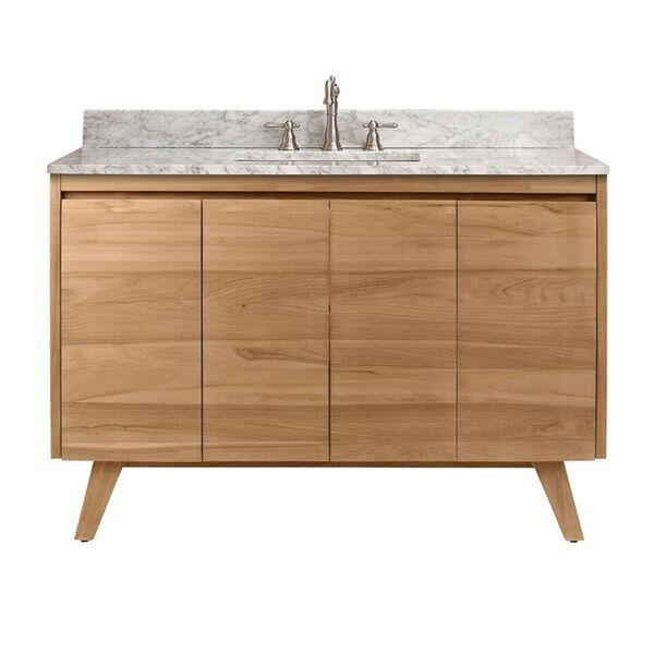 Coventry 49 inch Vanity in Natural Teak with Carrara White Top, image 1