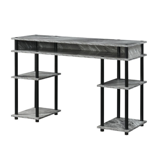 Designs2Go Gray Marble Black No Tools Student Desk with Shelves, image 1