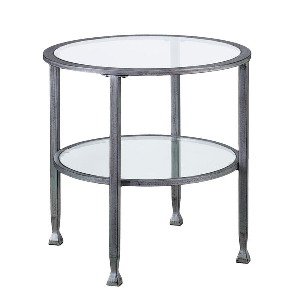 Silver Jaymes Metal and Glass Round End Table, image 4