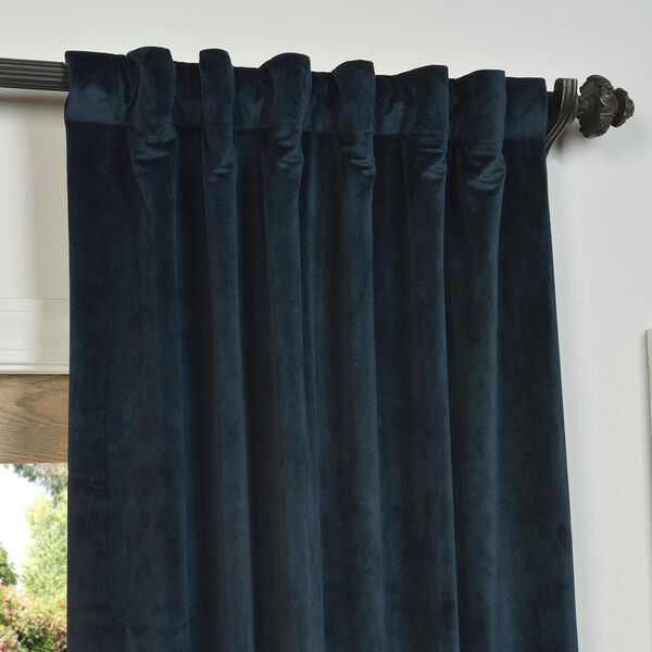 Signature Midnight Blue Blackout Velvet Pole Pocket Single Panel Curtain 50 x 96, image 4