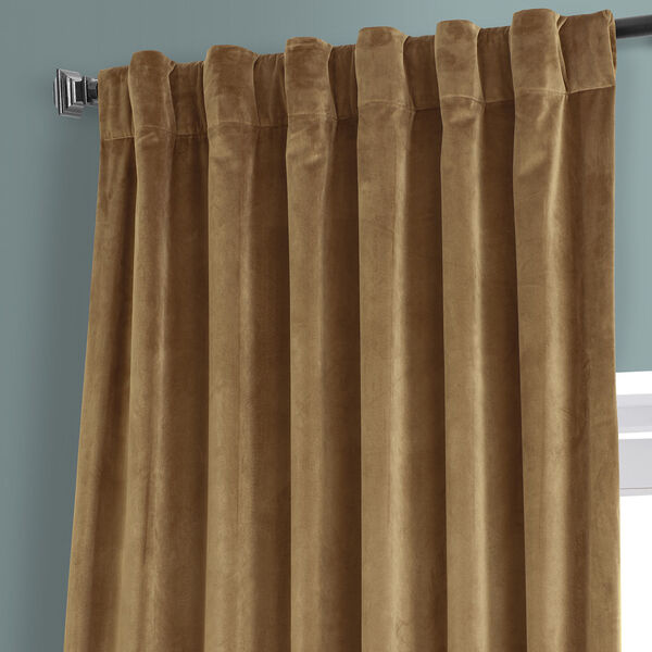 Signature Sweet And Spicy Rum Brown Plush Velvet Hotel Blackout Single Panel Curtain, image 4