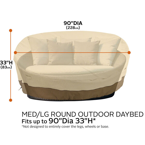 Ash Beige and Brown 90-Inch Round Patio Daybed Cover, image 4