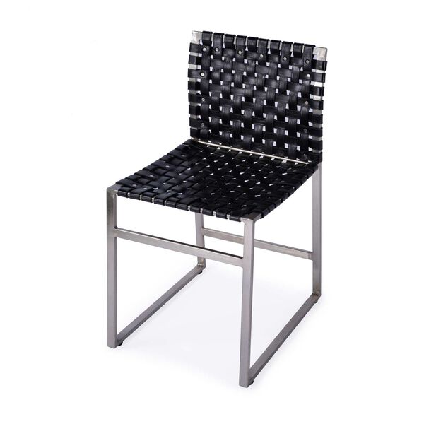 Urban Woven Black Leather Side Chair, image 1