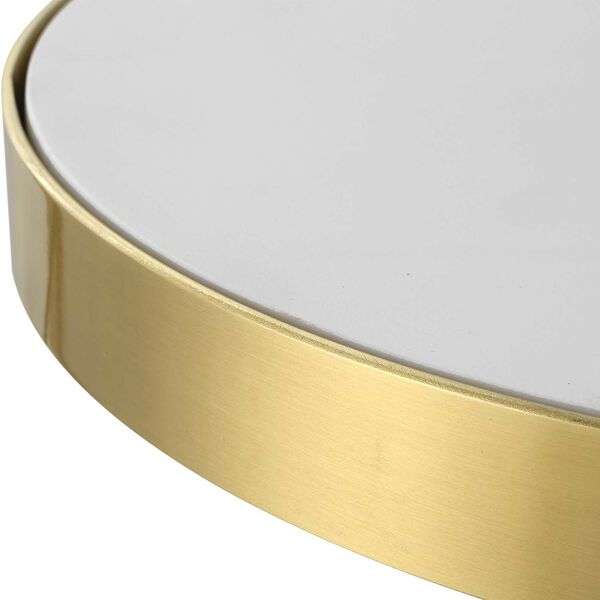 Apex Matte White and Brushed Brass Concrete Accent Table, image 3