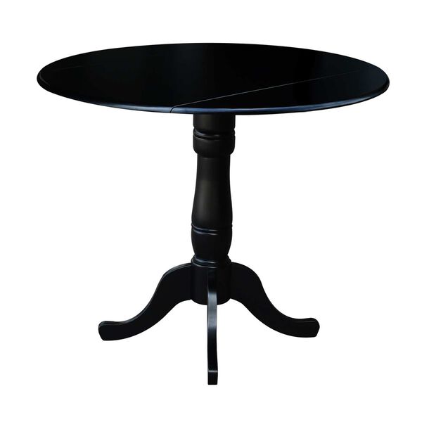 Black 36-Inch High Round Dual Drop Leaf Pedestal Dining Table, image 1