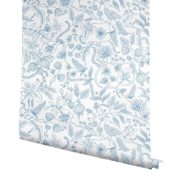Aviary Blue and Cream Peel and Stick Wallpaper, image 3