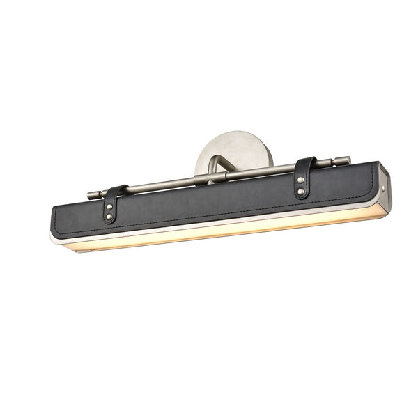 Valise Aged Nickel and Tuxedo Leather 20-Inch Integrated LED Wall Sconce, image 1
