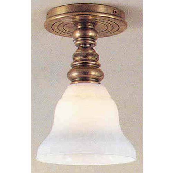 Boston Single Flush Mount in Hand-Rubbed Antique Brass with Sleg Shade by Chapman and Myers, image 1
