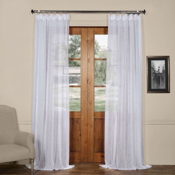 Aspen White Solid Faux Linen 50 x 120-Inch Sheer Curtain, image 1