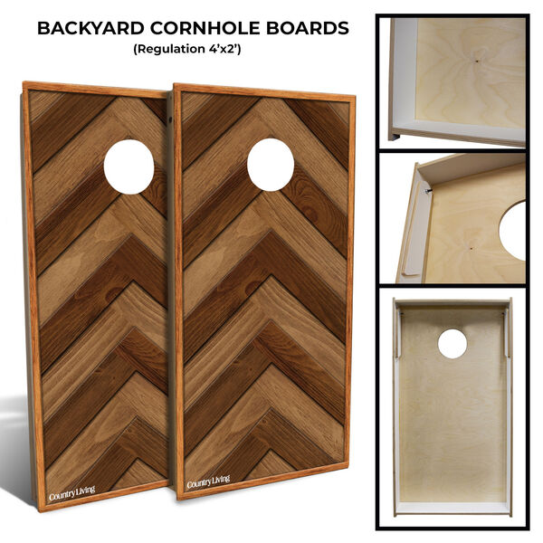 Country Living Dark and Light Stain Chevron Cornhole Board Set with 8 Bags, image 2