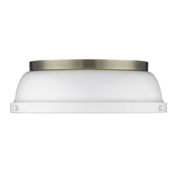 Howe Aged Brass Two-Light Flush Mount with Matte White Shade, image 2