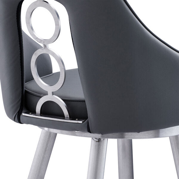 Ruby Gray and Stainless Steel 30-Inch Bar Stool, image 6