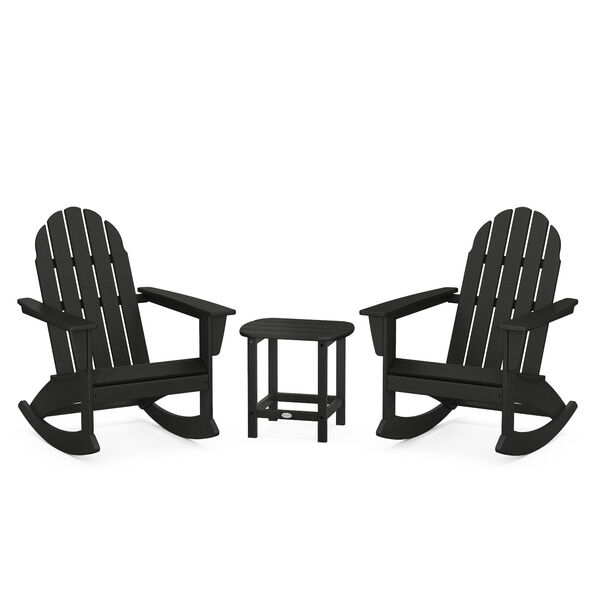 Vineyard Black Outdoor Adirondack Rocking Chair Set with Side Table, 3-Piece, image 1
