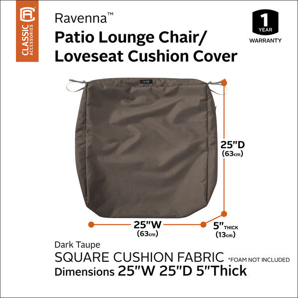 Maple Dark Taupe 25 In. x 25 In. Square Patio Seat Cushion Slip Cover, image 3