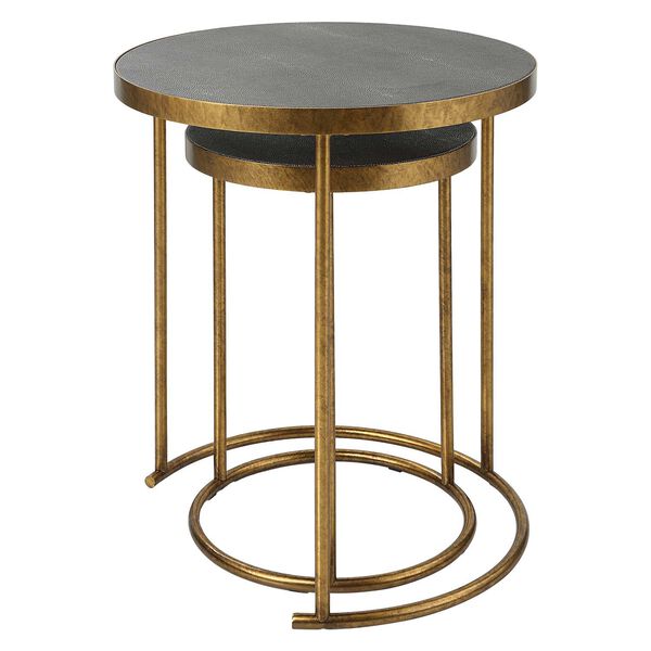 Aragon Burnished Brass and Gray Nesting Tables, Set of 2, image 5