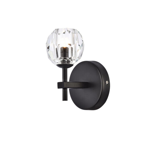 Eren Black One-Light Wall Sconce with Royal Cut Clear Crystal, image 1