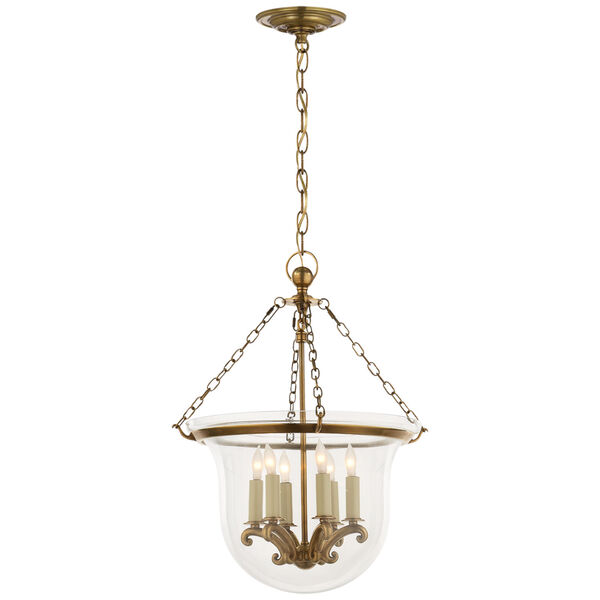 Country Medium Bell Jar Lantern in Antique-Burnished Brass by Chapman and Myers, image 1