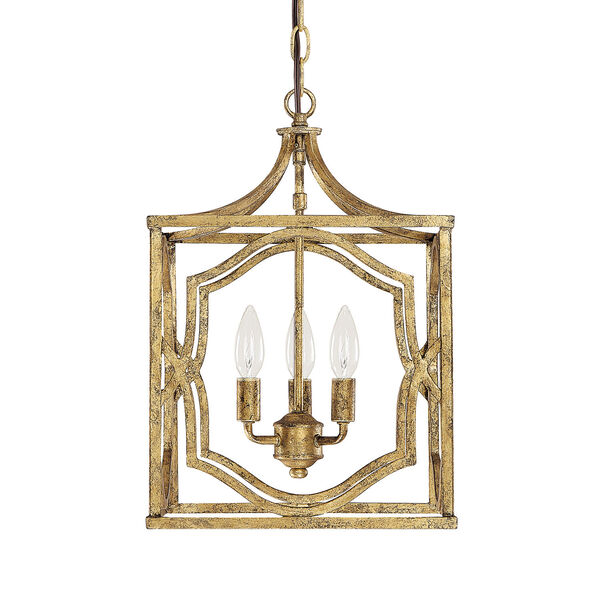 Blakely Antique Gold Three Light Foyer- Antique Gold, image 1