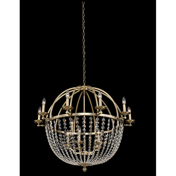 Pendolo Brushed Champagne Gold 15-Light Chandelier with Firenze Crystal, image 2