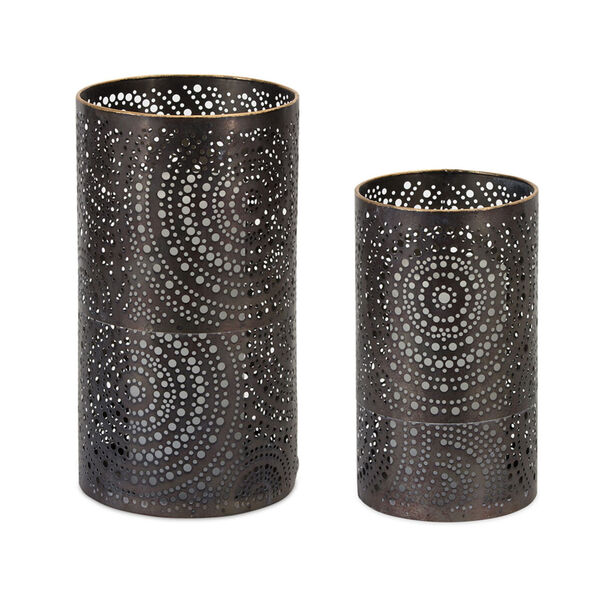 Bronze Metal Candle Holder , Set of Two, image 1